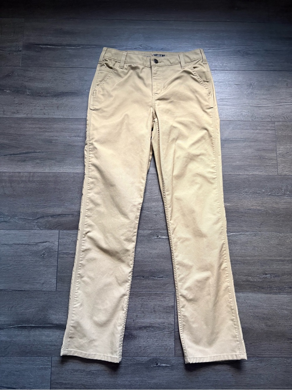 Carhartt Womens Khaki Canvas Work Pant Loose Fit Rugged Flex Size 4R